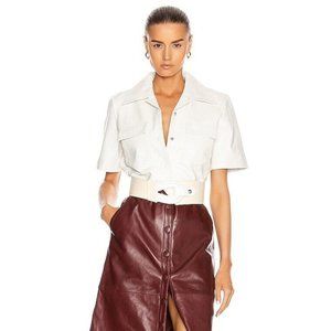 REMAIN Sienna Leather Shirt White Conch Shell Jacket